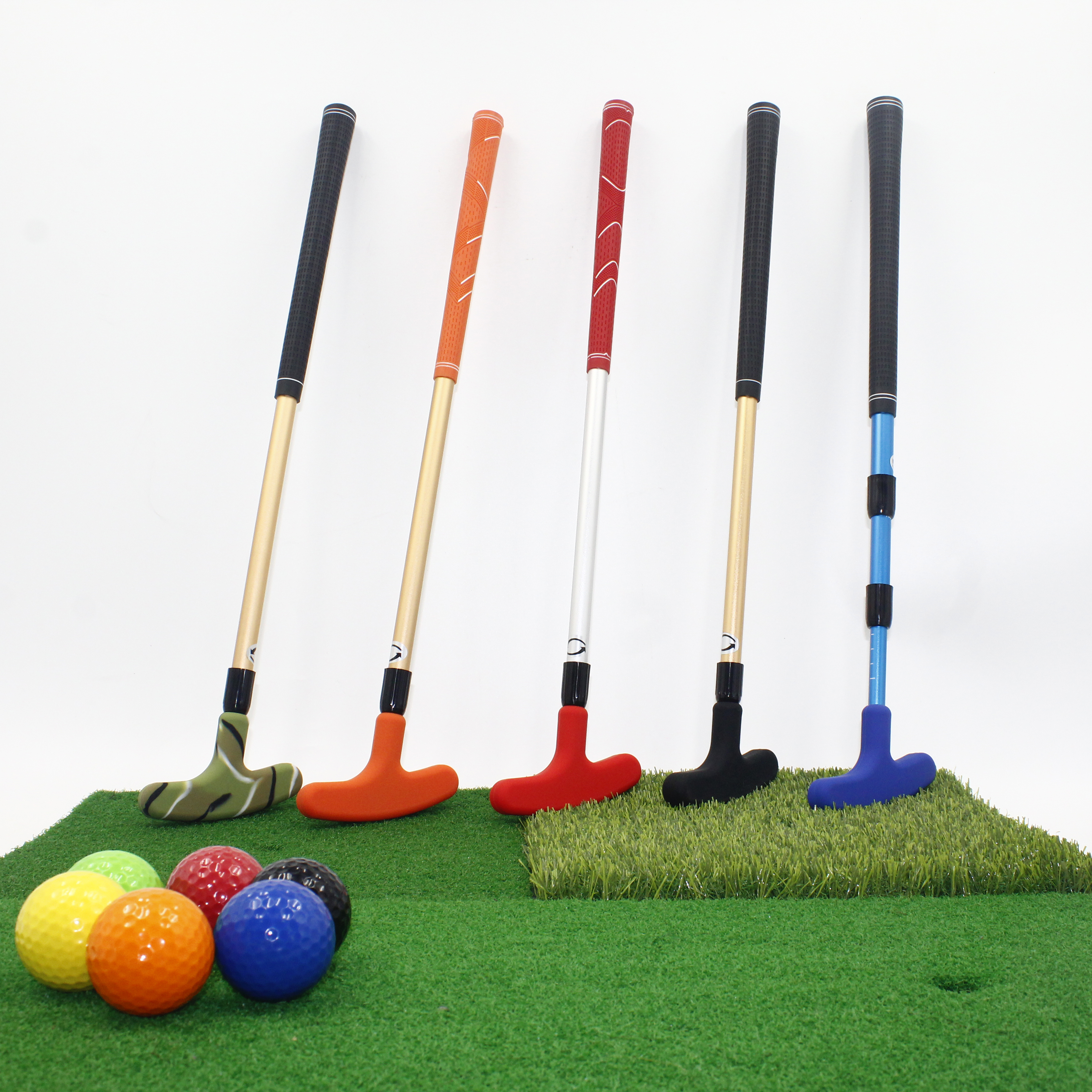 Palos de golf ajustables para niños, putter de golf de aleación de aluminio 6063 para diestros/zurdos, juego de golf para niños de interior/exterior, mini putters de golf, regalo con pelotas de golf de colores