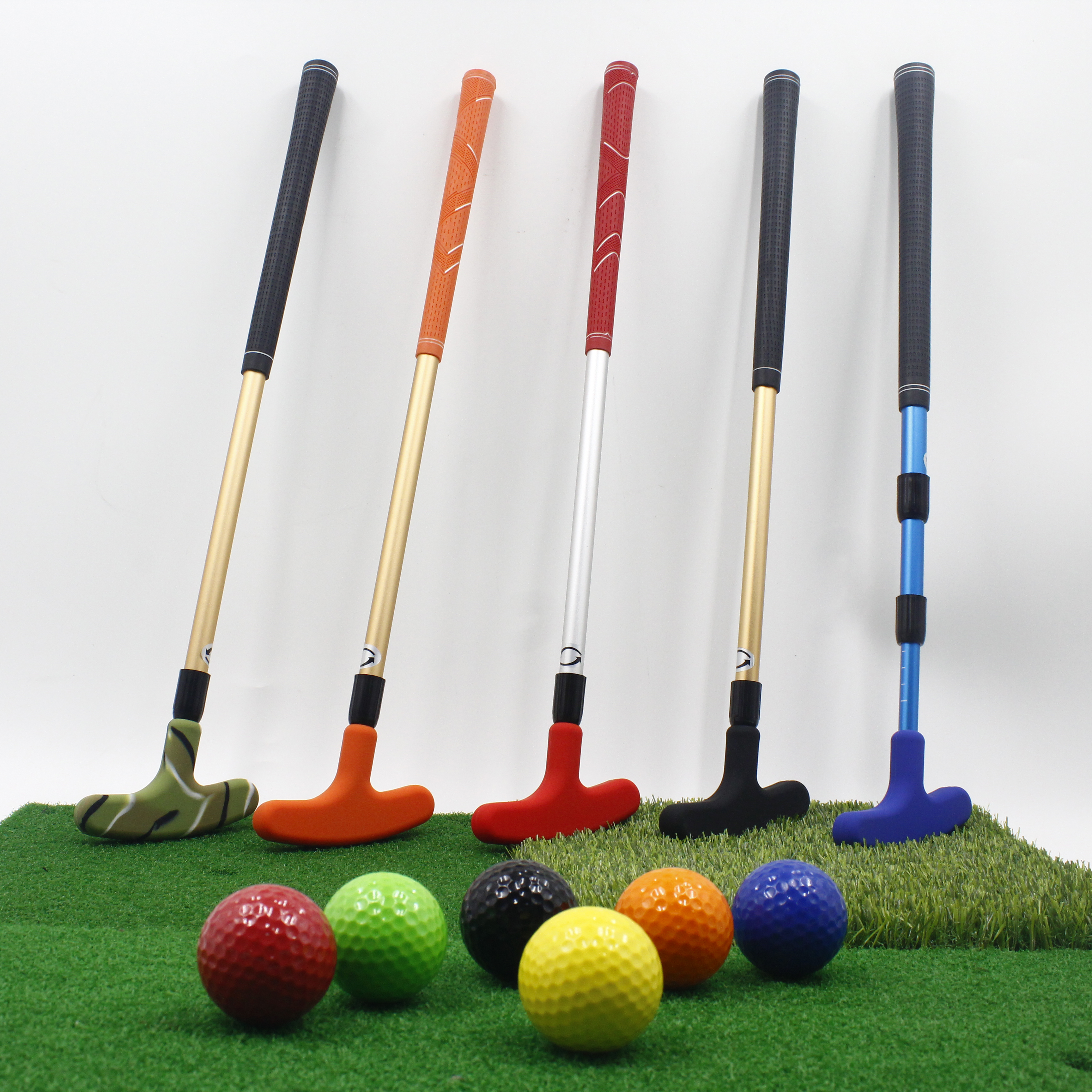 Palos de golf ajustables para niños, putter de golf de aleación de aluminio 6063 para diestros/zurdos, juego de golf para niños de interior/exterior, mini putters de golf, regalo con pelotas de golf de colores