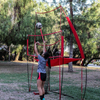 Estación de red de práctica de voleibol 8 pies de ancho por 11 pies de alto Retorno de bola Ideal para ejercicios de bateo y servicio Perfecto para entrenamiento en equipo o en solitario Configuración de tres minutos Marco estilo arco