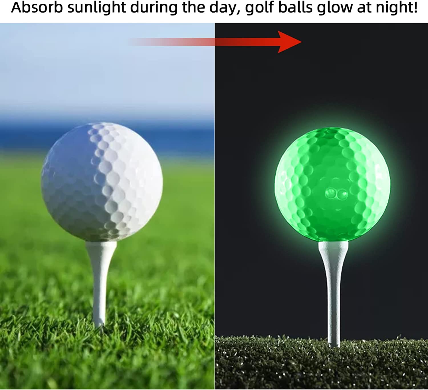 Resplandor oscuro del perseguidor del precio de fábrica al por mayor que brilla en la pelota de golf luminosa oscura con precio barato 