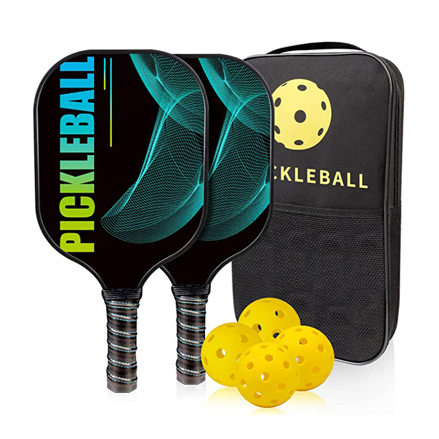 Juego de Pickleball de fibra de carbono a precio de fábrica de 2 raquetas y 4 bolas de Pickleball, juego de raquetas de Pickleball livianas con bolsa de Pickleball para principiantes y profesionales