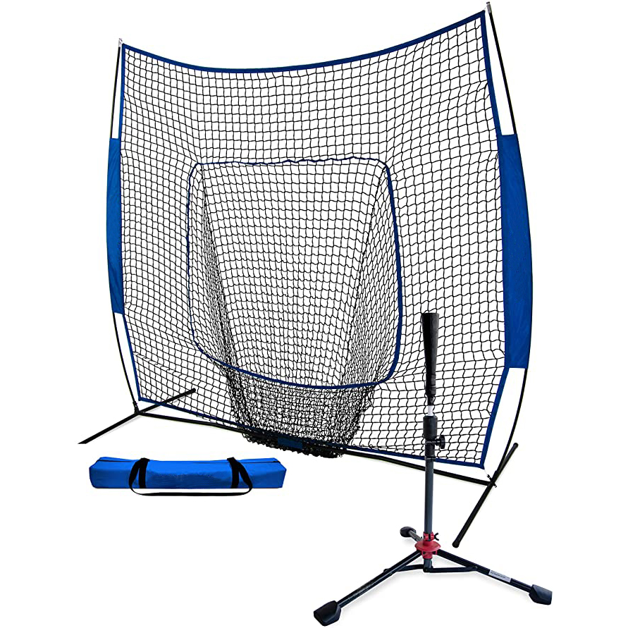 Precio de fábrica Práctica de béisbol y softbol Golpear red 7 * 7 'para bateo y lanzamiento con bolsa de transporte y estructura de metal