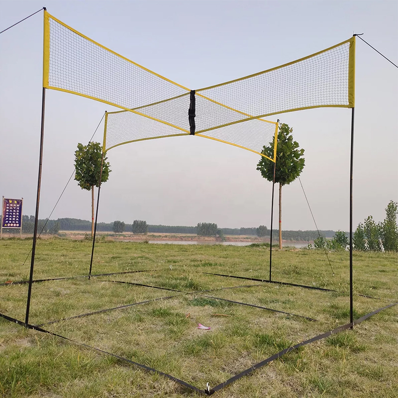 Red portátil de voleibol de playa de cuatro vías Red de entrenamiento deportivo Configuración rápida jardín al aire libre patio trasero hierba red de voleibol de playa