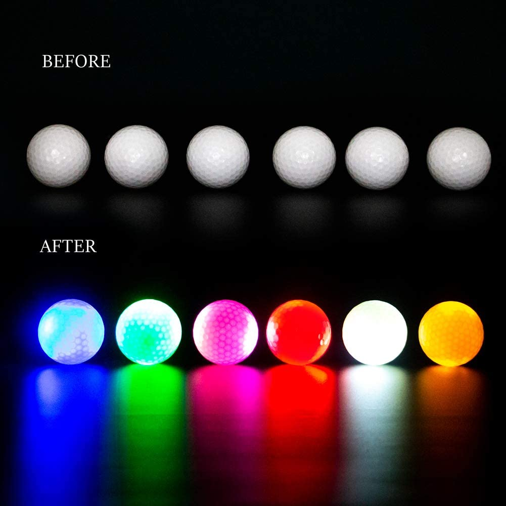  Pelota de golf que brilla en la oscuridad, intermitente, brillante, nocturna, pelotas de golf LED de larga duración para deportes, golf al aire libre