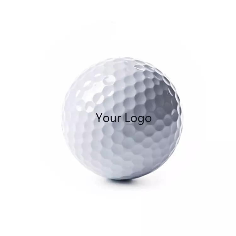 Pelota de golf de entrenamiento Surlyn de 3 piezas de color blanco con logotipo personalizado de alta calidad 